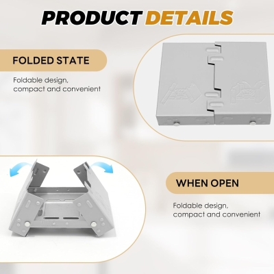 Azwood Estufa portátil de combustible sólido, plegable, quemador de horno de alcohol, estufa plegable de combustible de alcohol sólido grueso, mini estufa de camping para acampar solo, senderismo,