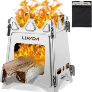 68d6be700663f038afd870fc091ef06fb7e98fe7f1a3202f43709.jpg Lixada Estufa de Leña Camping Portátil Ligero Compacto Hornillo Alcohol Estufa Camping Titanio Estufa Madera Portátil para Camping Trekking Mochilero BBQ Picnic Senderismo Supervivencia Al Aire Libre