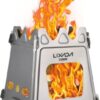Lixada Estufa de Leña Camping Portátil Ligero Compacto Hornillo Alcohol Estufa Camping Titanio Estufa Madera Portátil para Camping Trekking Mochilero BBQ Picnic Senderismo Supervivencia Al Aire Libre