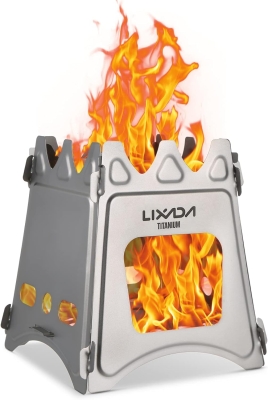 Lixada Estufa de Leña Camping Portátil Ligero Compacto Hornillo Alcohol Estufa Camping Titanio Estufa Madera Portátil para Camping Trekking Mochilero BBQ Picnic Senderismo Supervivencia Al Aire Libre