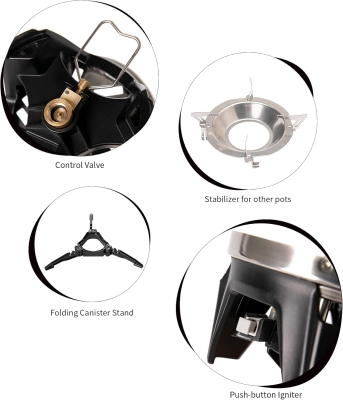 Fire-Maple FMS-X2 Hornillo Camping Portátile de Acampada al Aire Libre Mini Estufa de Camping con Piezoeléctrico Quemador de Propano Mochilero
