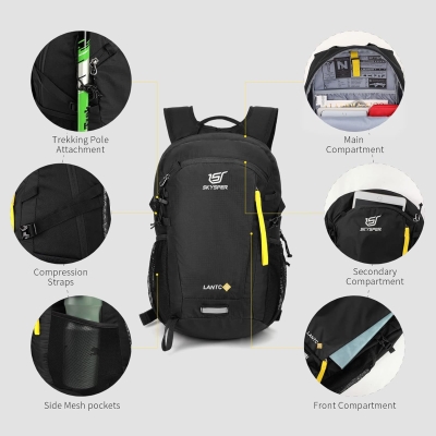 SKYSPER 20L Mochila Pequeña de Senderismo, Trekking para Hombres Mujeres Mochilas de Marcha Ultraligera Macuto de Viaje Casual para Montaña Acampada Camping Actividad al Aire Libre