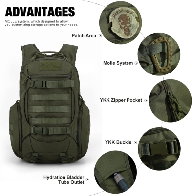 68da3f8aac9f6b3b52225b6ebfaebe6a96d2442c991e4f3d95a57.jpg Mardingtop 28/35L Mochila Militar, Mochilas Hombre Deportivas Mochila Tactica Senderismo Moto Deporte Viaje Playa Montaña Negra for Unisex