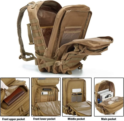 QT&QY Mochilas Militares Tácticas 45L Molle Mochila de asalto del ejército Bolsa Bug Out de 3 días mochila de senderismo para acampar