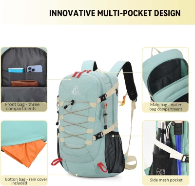 68db8fc0e25a4a977a359675b4f00a5696e19bdc3cb5f21214a6b.jpg Bseash Mochila de senderismo impermeable ligera de 40L con cubierta de lluvia, mochila de viaje para deportes al aire libre para acampar, escalada, esquí, ciclismo