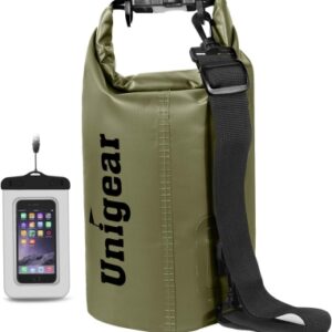 68db92982229b22f260a37afbb29d8078e3825cd26d4ae93d8dce.jpg Unigear Bolsa Impermeable de 2 L/5 L/10 L/20 L/30 L/40 L, con Funda para teléfono y Correa Larga Ajustable, para Barcos, Kayak, Pesca, Rafting, natación, Camping, Snowboard