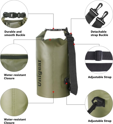 68db9298aa09a4987337529901abc394d0497e7e30d32f179b6df.jpg Unigear Bolsa Impermeable de 2 L/5 L/10 L/20 L/30 L/40 L, con Funda para teléfono y Correa Larga Ajustable, para Barcos, Kayak, Pesca, Rafting, natación, Camping, Snowboard