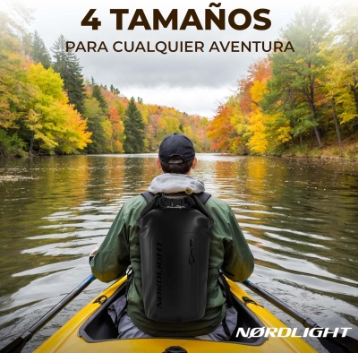 Nordlight Bolsa Estanca Impermeable + Funda para Móvil, Cierre Enrollable, Correa para Hombro | Drybag Mochila Impermeable Saco Estanco Bolsa de Transporte Náutica | Playa Sup - Negro, 10 litros