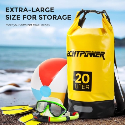 68db9550915128843a493162e8006556e683a8ac40ca31aea2e29.jpg ECHTPower Mochila Impermeable 5L/10L/20L, Bolsa Estanca Impermeable con Funda de Móvil, 100% Impermeable con Doble Correa, Bolsa Seca para Paddle Surf, Playa, Kayak, Senderismo, Camping, Esquí, Pesca