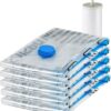 68db9647ace7b5a2b0445d37221fa1fb1c5b380091f2e698e46d9.jpg Amazon Basics Paquete de 5 bolsas de vacío para almacenamiento, incluyen boca para aspirador, con cremallera, tamaño mediano, Transparente