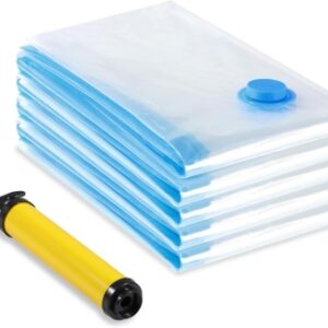 Diboniur Bolsas Vacio Ropa, 5 Piezas 80 x 60 cm Almacenamiento Ropa Reutilizable, Bomba Vacio Bolsas para Ropa Edredón Almohada Manta