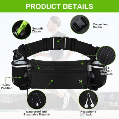 68dbaeb02eea48fd3486277f9a0e3c6e083cccc560f950aa774e7.jpg Flintronic 1PCS Riñonera Running Deportiva, Riñoneras de Marcha, Botellas Bolsa de Cintura para Correr Senderismo, Acampada y Marcha Bolsos, con 175ML Hervidor*2, para Hombre Mujer