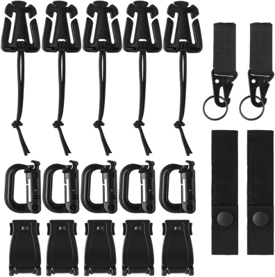 68df7bd0a1c7dca235a0b8aff0b45f26fbab585c7ac64e1a96acf.jpg Kit de 19 Piezas Pinzas tácticas para Bolsa Molle, Accesorio de Mochila Molle, Juego De Correas con Clip Apto para Senderismo, Viajes y Otras Actividades Al Aire Libre