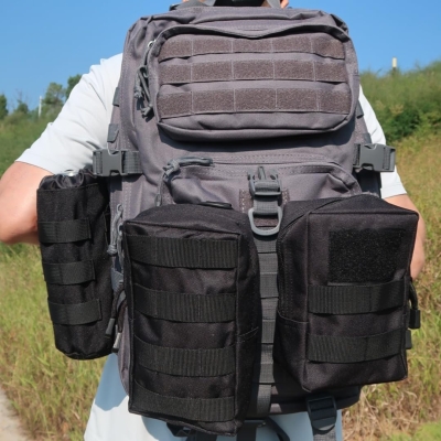 Mervokl Molle - 3 bolsas con 12 accesorios, pequeñas bolsas tácticas para la cintura, multifuncional, riñonera compacta, riñonera EDC Pouch mochila, soporte para botellas de agua, correa para el