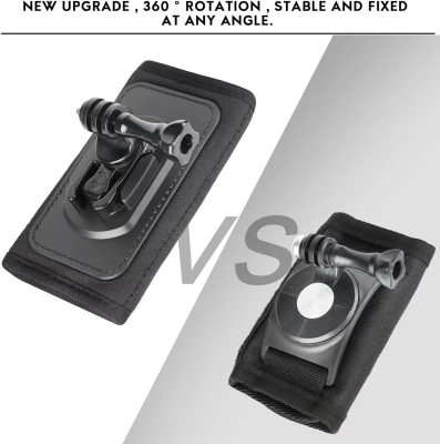 REYGEAK Soporte de correa de hombro para mochila con almohadilla de hombro ajustable y soporte de base giratoria de 360° compatible con GoPro Hero 11/10/9,Osmo Action y la mayoría de cámaras de acción