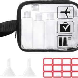 Diboniur Neceser de Viaje con 6 Botellas de Viaje Vacía de 100 ml, 1 Bolsa de Vuelo y 2 Embudos Pequeños, Kit de Viaje para Champú, Crema, Loción, Aprobado por la TSA