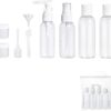 9 Piezas Juego de Botellas de Viaje, Contenedor de Líquido Portátil para Botellas Cosméticas, Juego de Contenedores de Viaje Reutilizables sin PBA para Viajes Aéreos, Crema, Loción, Champú, Fragancia