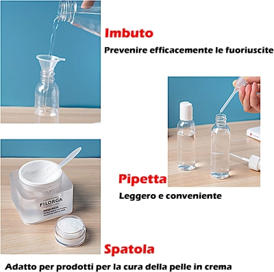 9 Piezas Juego de Botellas de Viaje, Contenedor de Líquido Portátil para Botellas Cosméticas, Juego de Contenedores de Viaje Reutilizables sin PBA para Viajes Aéreos, Crema, Loción, Champú, Fragancia