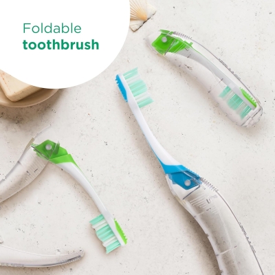 Kit de viaje GUM TRAVEL | Cepillo de dientes GUM TRAVEL | Pasta de dientes GUM Original White | Hilo dental GUM Original White | 2 GUM SOFT-PICKS ORIGINAL | 1 Travel kit (con 2 muestras extra)