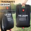 Retoo Ducha portatil Camping 20L 5 galones Bolsa de Ducha Solar Calefacción Solar Aire Libre Ducha con Manguera y Cabezal Acampar de Ducha para Camping/Senderismo Ducha de Viaje Escalada