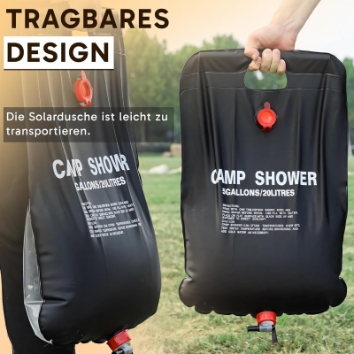 Retoo Ducha portatil Camping 20L 5 galones Bolsa de Ducha Solar Calefacción Solar Aire Libre Ducha con Manguera y Cabezal Acampar de Ducha para Camping/Senderismo Ducha de Viaje Escalada