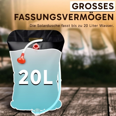 Retoo Ducha portatil Camping 20L 5 galones Bolsa de Ducha Solar Calefacción Solar Aire Libre Ducha con Manguera y Cabezal Acampar de Ducha para Camping/Senderismo Ducha de Viaje Escalada