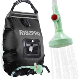 RISEPRO Bolsa Solar de Ducha, 5 galones/20 l. Bolsa de Ducha con calefacción Solar para Acampar con Agua Caliente a Temperatura 45 °C, para Senderismo, Escalada