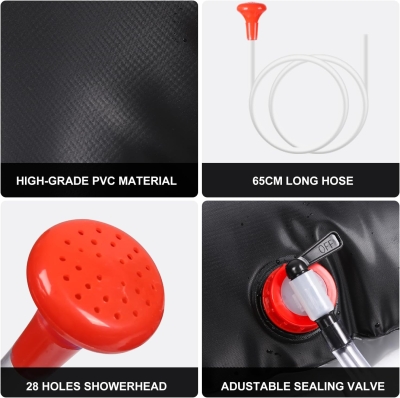 Qdreclod 2 Piezas Ducha Solar de Camping, 20L Bolsa de Ducha Portatil con Cabezal de Ducha, Manguera, la Temperatura del Agua Caliente 45°C, Bolsa de Ducha Solar para Camping Senderismo Exteriores