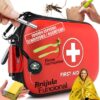 Botiquín de Primeros Auxilios – kit Camping, Senderismo y Acampada – Kit Emergencias con Silbato, Brújula, Manta Térmica, Martillo Rompe Cristales y Pinzas Extracción Garrapatas