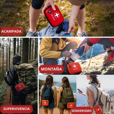 68e414df2e106935b00d58f517c51e00449b0bacb2cbb33742d3d.jpg Botiquín de Primeros Auxilios – Kit Primeros Auxilios Coche, Casa, Oficina, Viaje, Camping – Botiquín Compacto Portátil, Botiquin viaje (H2. Rojo Senderismo/Acampada Poncho Térmico Impermeable)