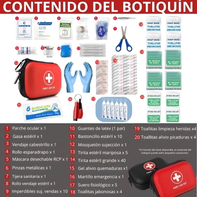 68e4158797f97a96e84bd86a38c0e64dd2c9f7cf7bc45a7538632.jpg Botiquín de Primeros Auxilios – Kit Primeros Auxilios Coche, Casa, Oficina, Viaje, Camping – Botiquín Compacto Portátil, Botiquin viaje (Rojo Coche con Poncho Térmico Impermeable)