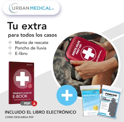 68e4162f86c52cd7db24354f39b7401bb585f287290c38fdd075e.jpg URBAN MEDICAL Botiquin de Primeros Auxilios para Exteriores de Alemania - Botiquin Viaje Totalmente Equipado & Folleto de Emergencia Manta de Rescate y Poncho de lluvia - para Montaña, Coche y Casa