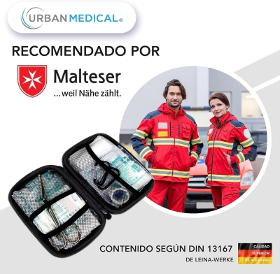 68e4162fb0935f1ccb832022162cc17d2b2d8ba95b27e71c95d32.jpg URBAN MEDICAL Botiquin de Primeros Auxilios para Exteriores de Alemania - Botiquin Viaje Totalmente Equipado & Folleto de Emergencia Manta de Rescate y Poncho de lluvia - para Montaña, Coche y Casa