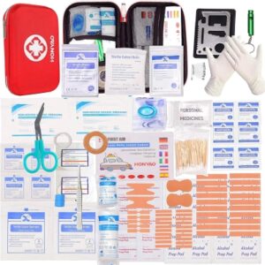 HONYAO Botiquín de Primeros Auxilios de 200 piezas, Mini Kit de Supervivencia Bolsa Médico de Emergencia Completo para Hogar Coche Barco Lugar Trabajo Mochila y Acampar Senderismo Viaje
