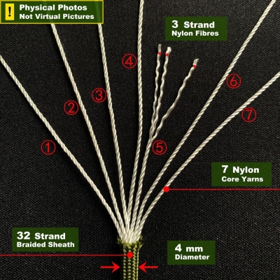 68e419ed130a1ee1d0abd9618cedba1884f1cd1a1f2bc4904bab4.jpg aufodara 4 Piezas 19ft/6 Metros Paracord Cuerda de Nailon Paracaídas Diámetro 4mm - 7 Hilos, Total 76ft