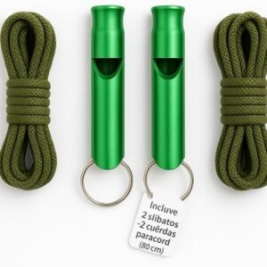 68e41c07de41aa444dec18dbe3f3e0271afaf515fc51653d8d3e5.jpg MISTER GIVER | Kit de 2 Silbato Supervivencia + 2 Cuerdas | Silbato Emergencia | 2 Apitos Emergencia + Paracord | Apito Ligero con Anilla para Coche, Camping, Senderismo | Supervivencia Accesorios