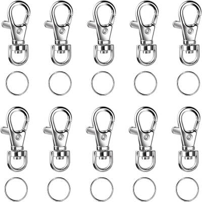 Anillas para Llaveros,10 unidades Llavero, Mosquetón, Gancho y Llavero, Giratorio 360°, Argollas Desmontables,Clave Giratoria Cierres, Arandelas, Diy