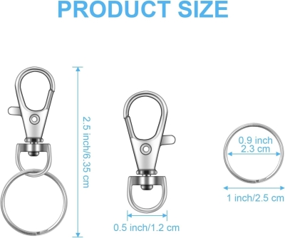 Anillas para Llaveros,10 unidades Llavero, Mosquetón, Gancho y Llavero, Giratorio 360°, Argollas Desmontables,Clave Giratoria Cierres, Arandelas, Diy