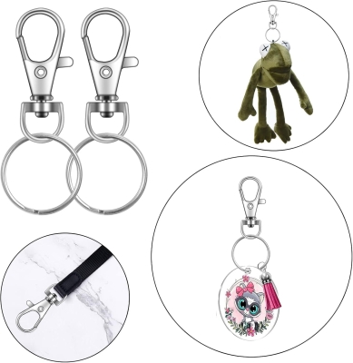 Anillas para Llaveros,10 unidades Llavero, Mosquetón, Gancho y Llavero, Giratorio 360°, Argollas Desmontables,Clave Giratoria Cierres, Arandelas, Diy