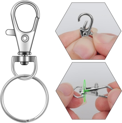 Anillas para Llaveros,10 unidades Llavero, Mosquetón, Gancho y Llavero, Giratorio 360°, Argollas Desmontables,Clave Giratoria Cierres, Arandelas, Diy