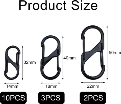 68e41fdedb388a85c876aa5e7350131ab4fd6dc132552359b7a42.jpg 15 Piezas Mosquetones Pequeños en S, 3 Tamaños-50mm/40mm/32mm, Doble Apertura de Resorte, Hebilla de Mosquetón de Bloqueo de Anillo en S, Gancho Doble para Senderismo, Pesca, Camping