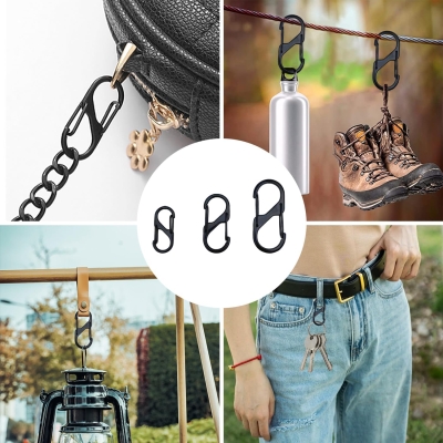 68e41fdf987e3a3b9d33674319303298b11a5156960d07aff0924.jpg 15 Piezas Mosquetones Pequeños en S, 3 Tamaños-50mm/40mm/32mm, Doble Apertura de Resorte, Hebilla de Mosquetón de Bloqueo de Anillo en S, Gancho Doble para Senderismo, Pesca, Camping