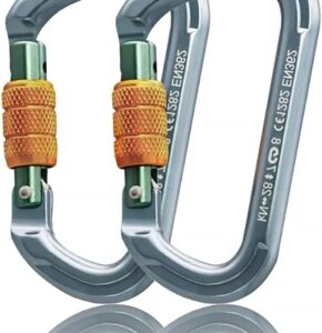 68e420e3de926776a7f1f2a25e7ab484ede64dade555609f8d524.jpg SOB Mosquetones de Escalada Mosquetón de Bloqueo,Gancho Mosquetón de Trabajo Pesado con Tapón de Rosca, Hecho de Aeroespacial Aluminio 7075, 2PCS