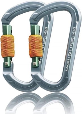 68e420e3de926776a7f1f2a25e7ab484ede64dade555609f8d524.jpg SOB Mosquetones de Escalada Mosquetón de Bloqueo,Gancho Mosquetón de Trabajo Pesado con Tapón de Rosca, Hecho de Aeroespacial Aluminio 7075, 2PCS