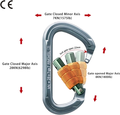 68e420e544d5cb9ef97f2ad90ceae4fbb1f1fd4bc5007d1bccf04.jpg SOB Mosquetones de Escalada Mosquetón de Bloqueo,Gancho Mosquetón de Trabajo Pesado con Tapón de Rosca, Hecho de Aeroespacial Aluminio 7075, 2PCS