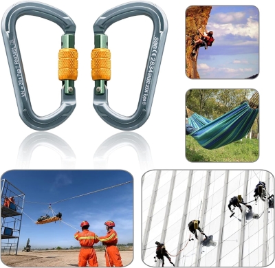 68e420e5a33c86259df68aeac9394800c838b7f641fac792d5f0b.jpg SOB Mosquetones de Escalada Mosquetón de Bloqueo,Gancho Mosquetón de Trabajo Pesado con Tapón de Rosca, Hecho de Aeroespacial Aluminio 7075, 2PCS