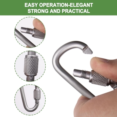 68e4226db0e9006bc6d3bbcca0f47a70626610ea2860c4767e82e.jpg Primasage 10 Piezas 2.24in Aluminio D Forma Mosquetón, Mosquetones de Bloqueo, Mosquetón Escalada para al Aire Libre, Camping, Pesca, Senderismo, Mochilero