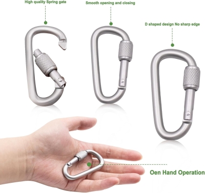 68e4226dd5573541995ff1a40fa0afcdd86769d2fd2969079ad18.jpg Primasage 10 Piezas 2.24in Aluminio D Forma Mosquetón, Mosquetones de Bloqueo, Mosquetón Escalada para al Aire Libre, Camping, Pesca, Senderismo, Mochilero