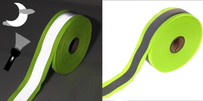 46 metro x 50mm reflectante cinta de seguridad para coser, Tira Reflectore de Costura para DIY chaleco etc, para la seguridad del tráfico, verde, TKB5081-green