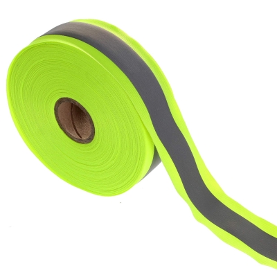 46 metro x 50mm reflectante cinta de seguridad para coser, Tira Reflectore de Costura para DIY chaleco etc, para la seguridad del tráfico, verde, TKB5081-green